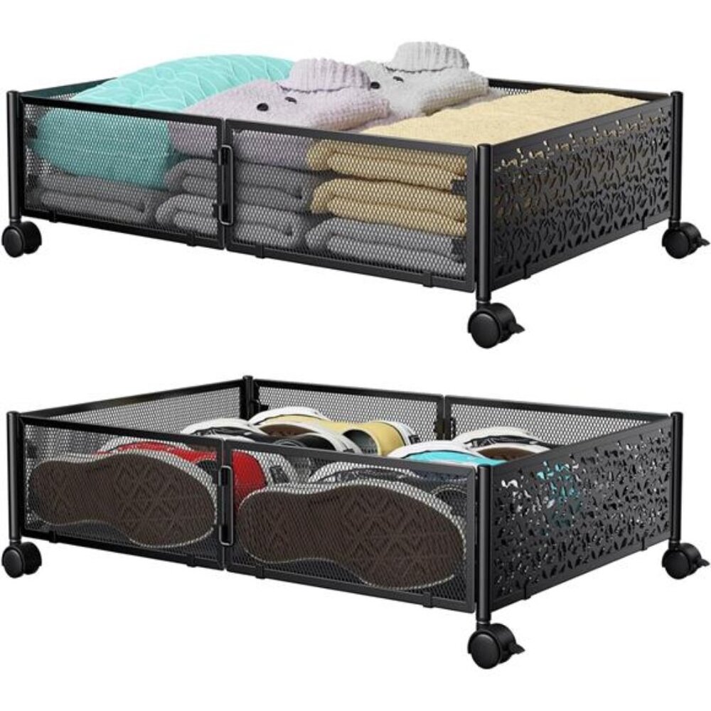 Under Bed Storage Containers with Wheels, Under Bed Shoe Storage Organizer